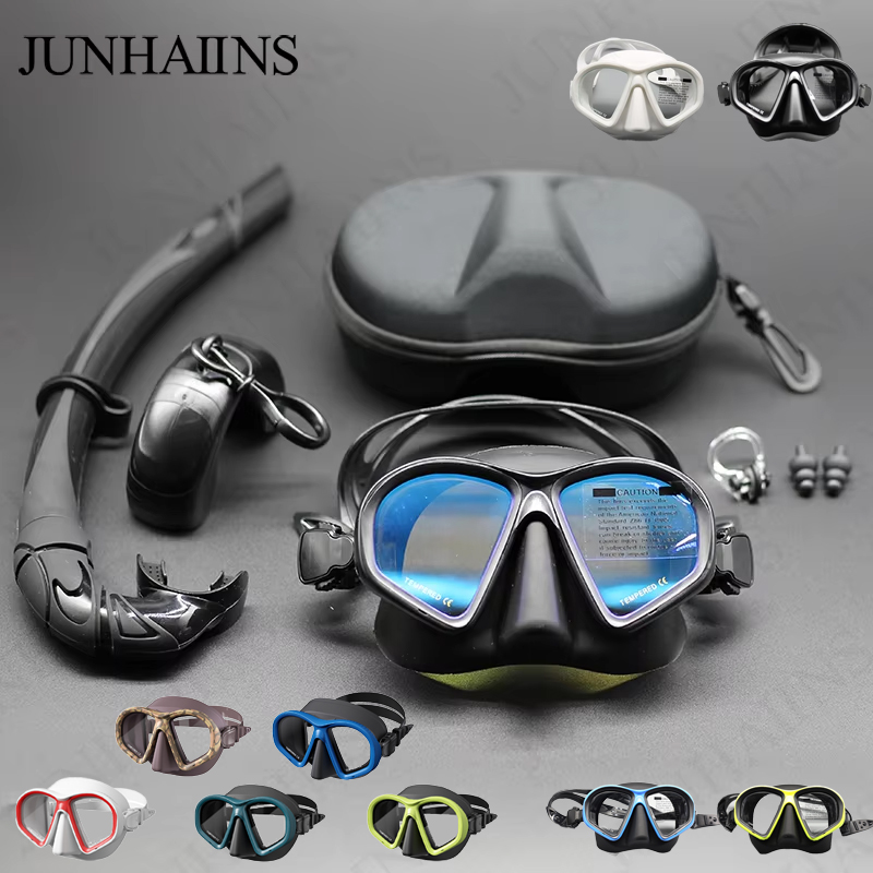 Freediving Mask Set - JUNHAIINS NEW Kaca Tempered Masker Freediving