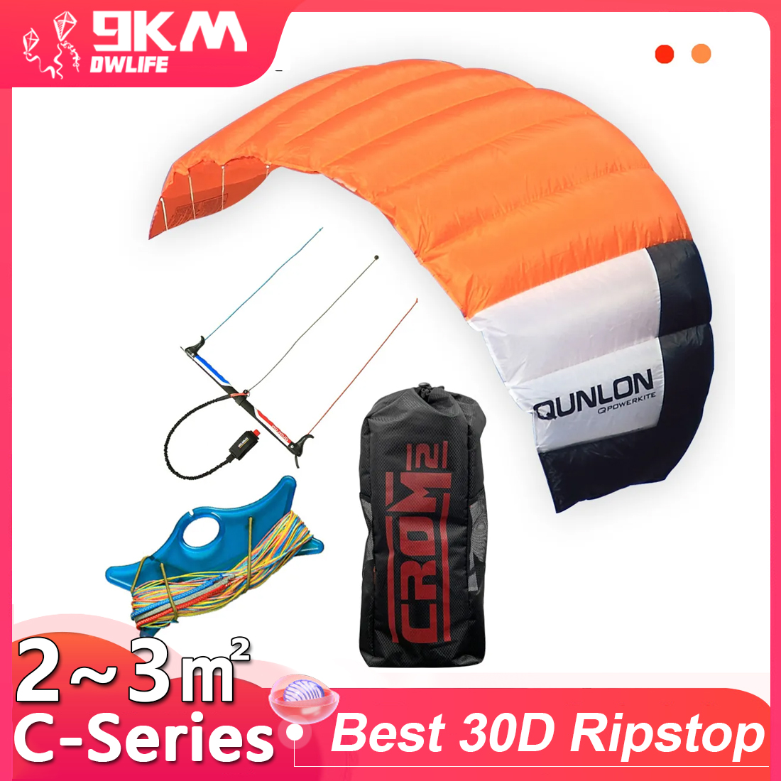 9km2 ~ 3 meter persegi Layang- - Kite Surf Bar Control ulasan dan harga